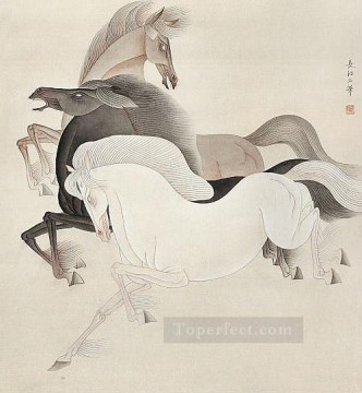  Chinese Painting - Feng cj Chinese horses